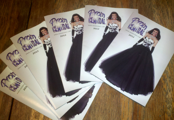 Cover art design for prom catalog for Baltimore, MD bridal boutique