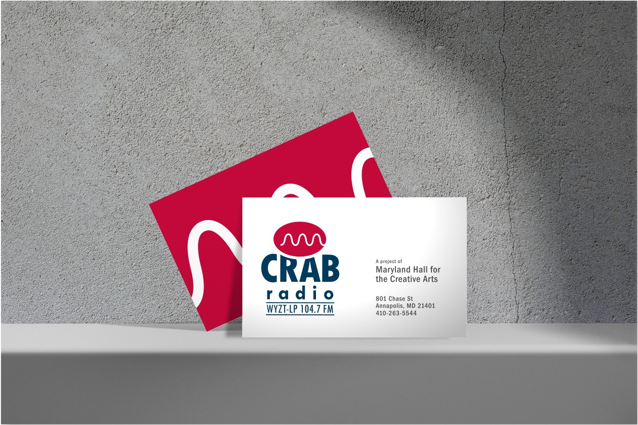CRAB Radio logo design on business card