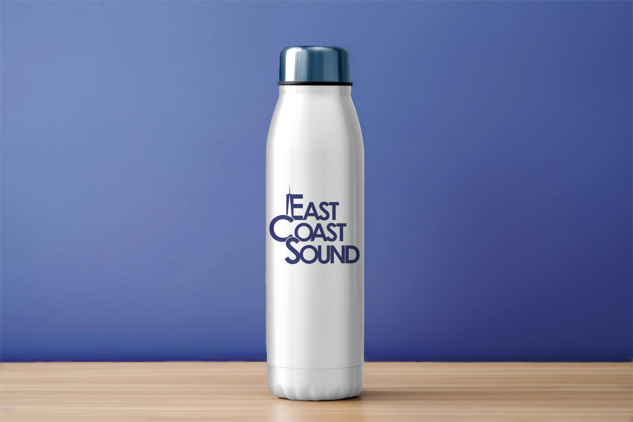 East Coast Sound logotype design on aluminum water bottle