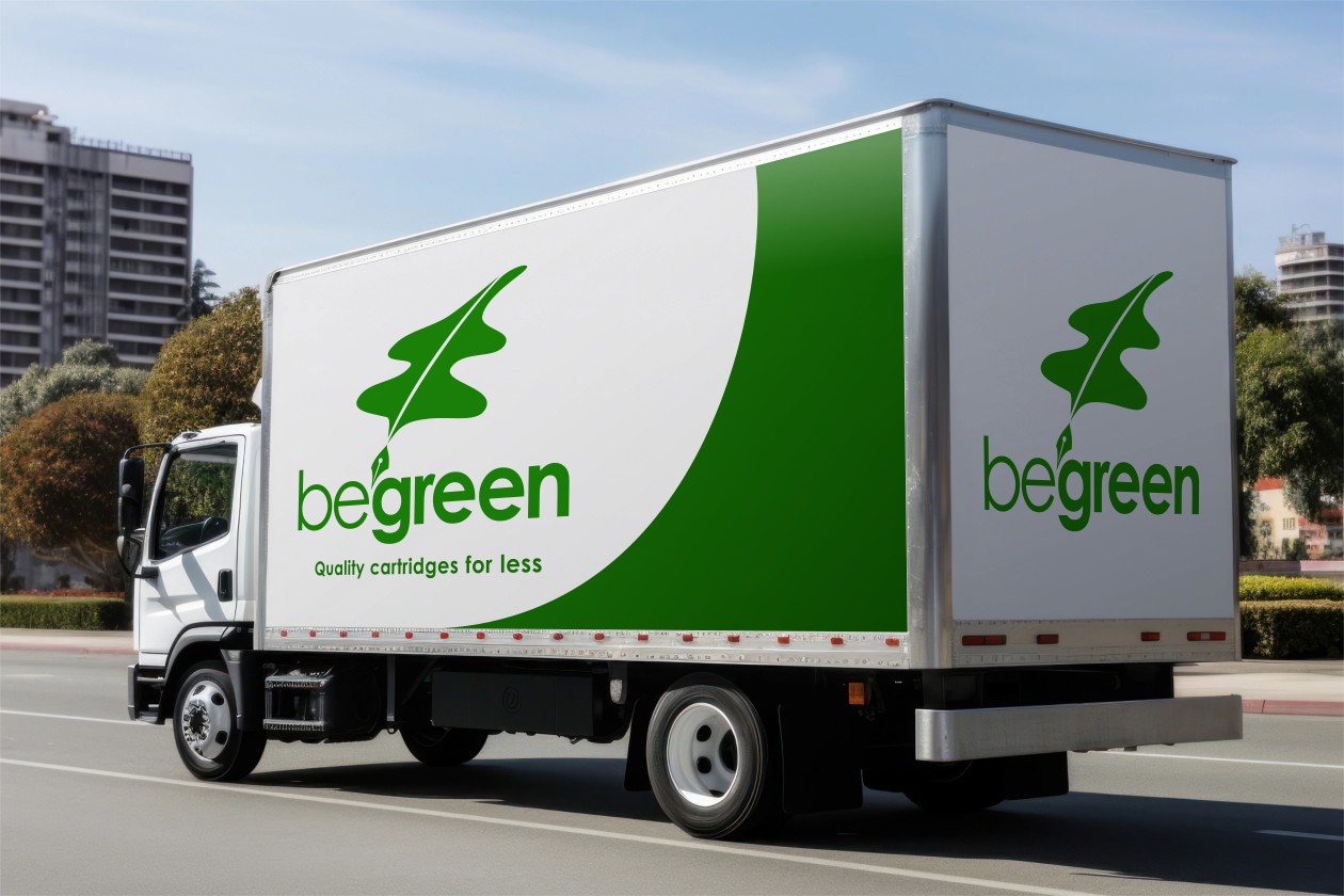 Be Green logo and tagline displayed on delivery van