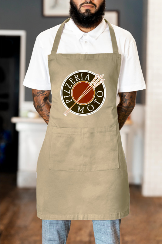 Pizzeria Moto logo design on apron